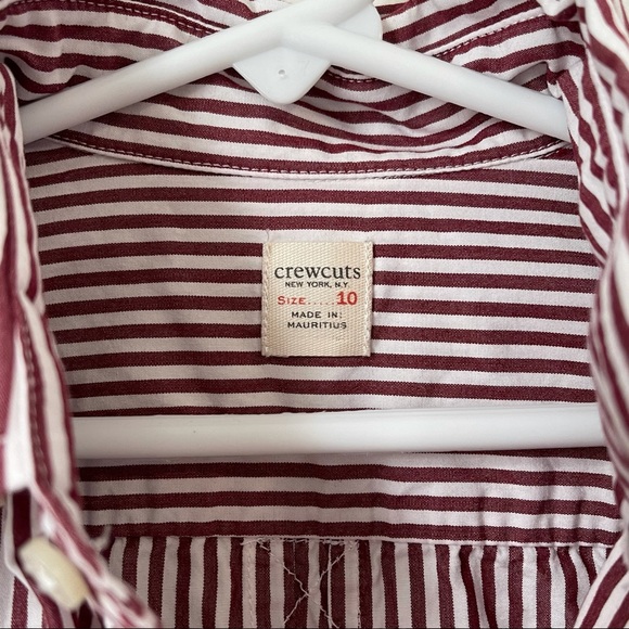 Crewcuts Button Down Boy’s Dress Shirt Red White Stripes Size 10 - Picture 3 of 3